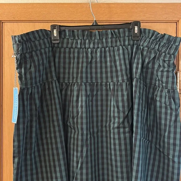 Draper James RSVP Paperbag Waist Plaid Tie Waist Skirt Black Green Plus Size 3X - Picture 11 of 14